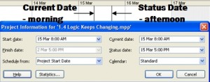 setting current date status dates in microsoft project